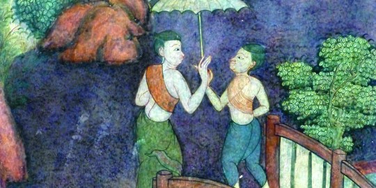 Mural depicting Kisāgotamī and Sigālamātā, c 1832, at Wat Pho, Bangkok.
